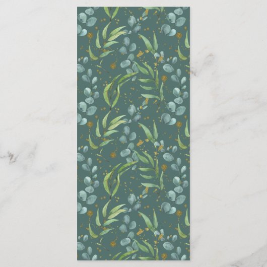 Menu Rustique Eucalyptus Gold Branch Détails du Mariage (Dos)