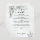 Menu Rustique Eucalyptus & Lavender Budget Mariage (Devant / Derrière)