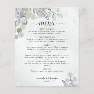 Menu Rustique Eucalyptus & Lavender Budget Mariage
