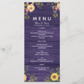 Menu Rustique Floral Violet Mariage (Devant)