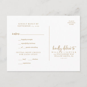 Menu Rustique Gold Script Choix RSVP