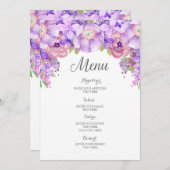 Menu Rustique Lilac Purple Aquarelle Florale Mariage Me (Devant / Derrière)
