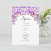 Menu Rustique Lilac Purple Aquarelle Florale Mariage Me (Debout devant)