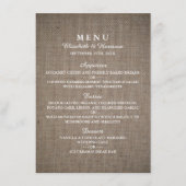 Menu Rustique Mariage Burlap (Devant)
