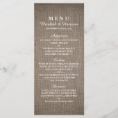 Menu Rustique Mariage Burlap (Devant)