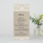 Menu Rustique Mariage Burlap & Dentelle (Debout devant)