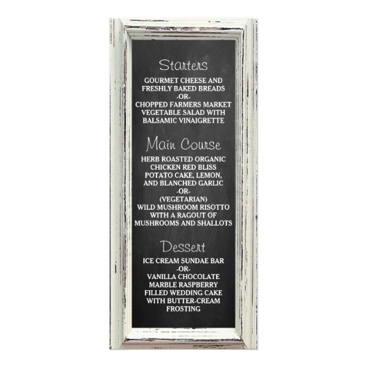 Menu Rustique Mariage Cadre et tableau de bord bla (Devant)