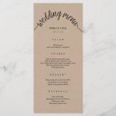 Menu Rustique Mariage Carte Kraft Brown (Devant)