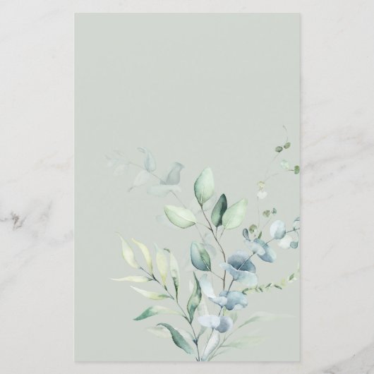 Menu Rustique Mariage de script Eucalyptus (Dos)