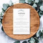 Menu Rustique Mariage de script Eucalyptus<br><div class="desc">Présentant notre menu Mariage élégamment sobre, un mélange parfait de simplicité et de sophistication pour votre journée spéciale. Décoré gracieusement au sommet d'une branche d'eucalyptus d'aquarelle minimale, symbolisant la tranquillité et le renouveau, il donne un ton serein pour le repas à venir. Le titre "Menu" est inscrit avec art dans...</div>