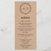 Menu Rustique Mariage Kraft Floral Wreath (Devant)