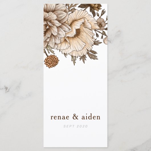 Menu Rustique Mariage, menu Vintage boho (Dos)