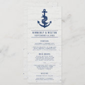 Menu Rustique Mariage nautique / Marine (Devant / Derrière)