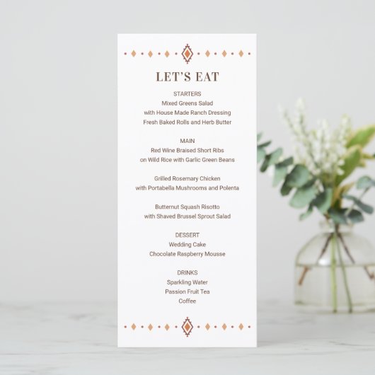 Menu Rustique Mariage occidental (Debout devant)