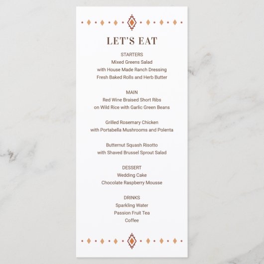 Menu Rustique Mariage occidental (Devant)