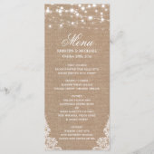 Menu Rustique Mariage Shabby | Dentelle d'éclairag (Devant)