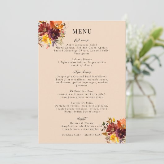 Menu Rustique Marsala Brûlé Orange Chute Wreath (Debout devant)