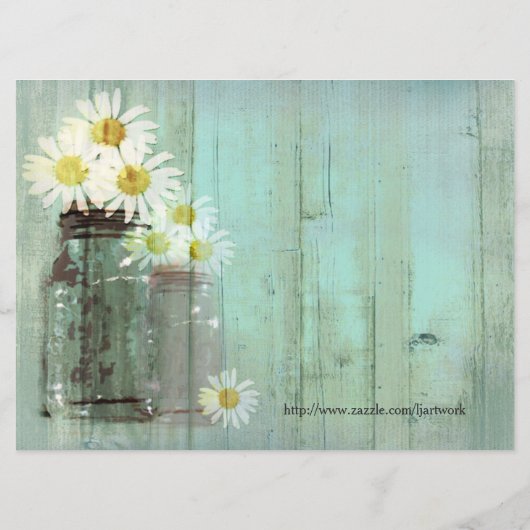 Menu Rustique Mason Jar Et Daisy Mariage (Dos)