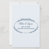 Menu Rustique Monochrome Floral Mariage (Dos)