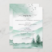 Menu Rustique Montagnes Forêt Aquarelle Moderne (Devant / Derrière)