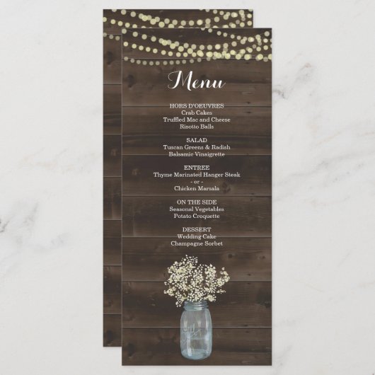 Menu rustique pour Mariage ou autre occasion spéci (Devant / Derrière)