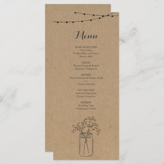Menu rustique pour Mariage ou autre occasion spéci (Devant / Derrière)