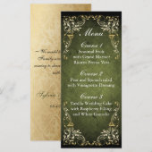 Menu Rustique Regal Ornamental Vert Et Mariage Or (Devant / Derrière)