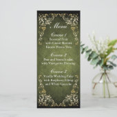 Menu Rustique Regal Ornamental Vert Et Mariage Or (Debout devant)