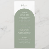 Menu Rustique Rétro Vert Sauge Arche Mariage Dîner Bohè (Devant)