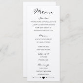 Menu Rustique Romantique Mariage avec coeur et flè (Devant / Derrière)