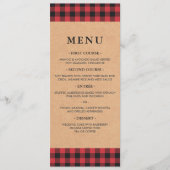 Menu rustique rouge et noir Tartan Plaid (Devant)