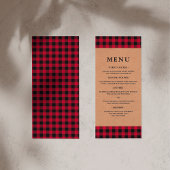Menu rustique rouge et noir Tartan Plaid