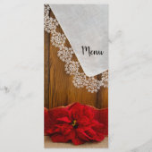 Menu Rustique Rouge Poinsettia Pays Mariage d'hiver Men (Devant)
