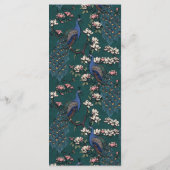 Menu Rustique Turquoise Vert Floral Peacock Bird Mariag (Dos)