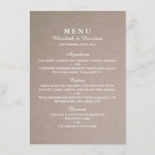 Menu Rustisch Country Kraft Wedding