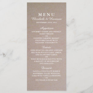 Menu Rustisch Country Kraft Wedding