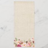 Menu Rustisch Land Floral Lace Burlap Wedding (Achterkant)
