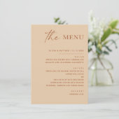 Menu Sable Chaud Pêche Mariage | Moderne Simple Élégant (Debout devant)