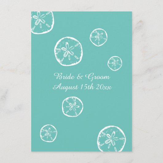 Menu sable turquoise et blanc dollar coquille plage men (Dos)