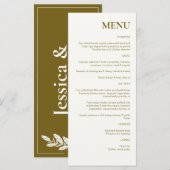 Menu Saddle Brown Rustic Chic Mariage (Devant / Derrière)