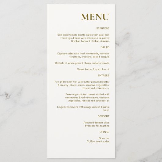 Menu Saddle Brown Rustic Chic Mariage (Devant)
