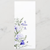 Menu Sade Of Royal Blue Ivory Floral Mariage (Dos)