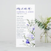Menu Sade Of Royal Blue Ivory Floral Mariage (Debout devant)
