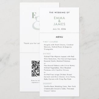 Menu Sage Ampersand Mariage | Code QR | Élégant