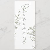 Menu Sage Boho Fleur Simple Places Réservées (Dos)