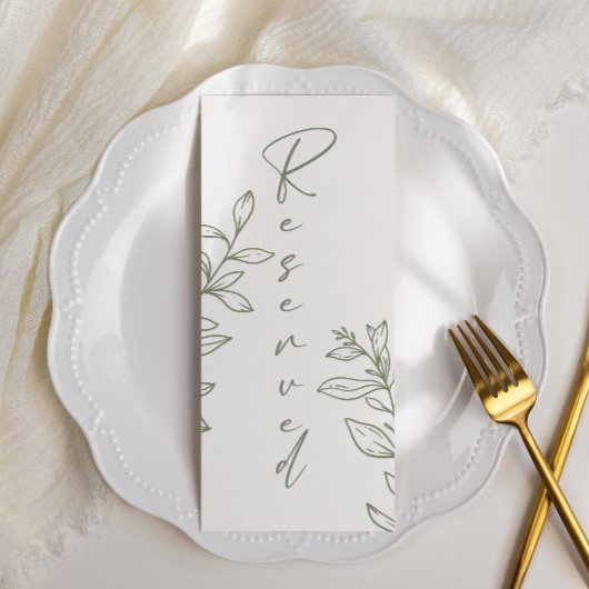 Menu Sage Boho Fleur Simple Places Réservées