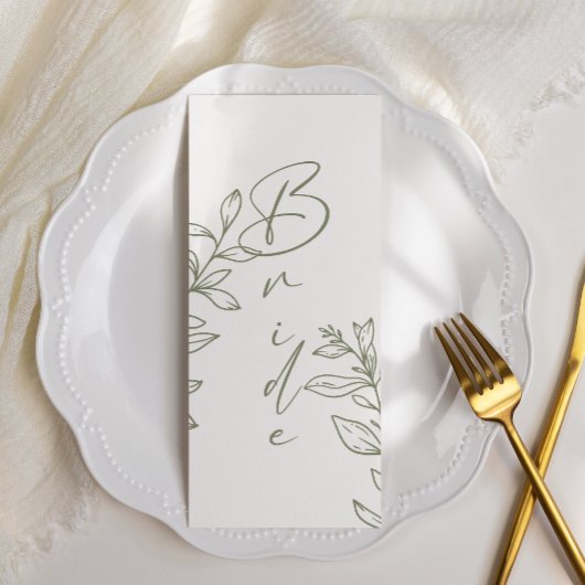 Menu Sage Boho Fleur Simple Places Réservées