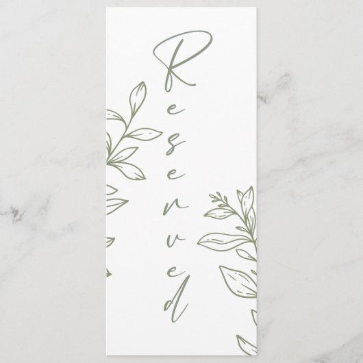 Menu Sage Boho Flower Simple Réservé Siège (Devant)