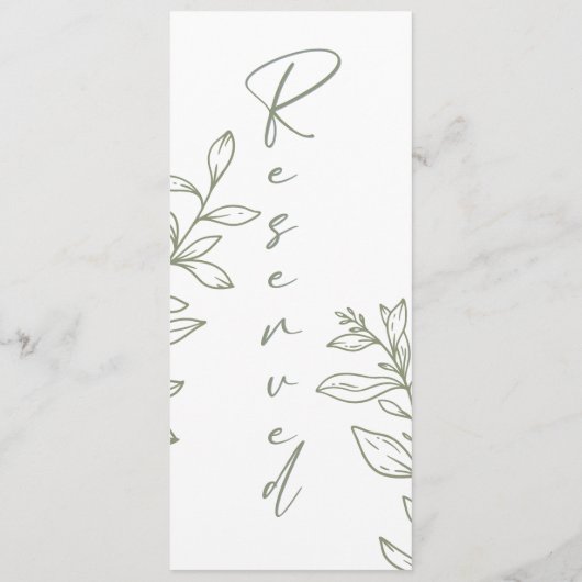 Menu Sage Boho Flower Simple Réservé Siège (Dos)