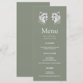 Menu Sage Cheetah Art Moderne Élégant Réception de Mari (Devant / Derrière)